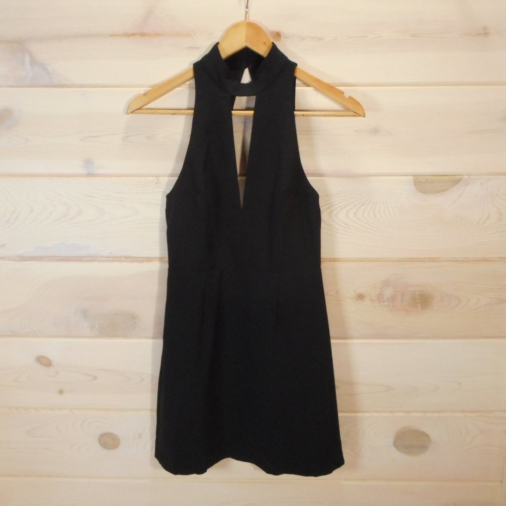 Express Womens Size 4 Mini Dress Black Lace Sleeveless Cut Out Zip Closure